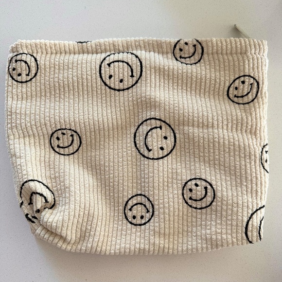 Smiley Face Corduroy Cosmetic Bag - Picture 4 of 9
